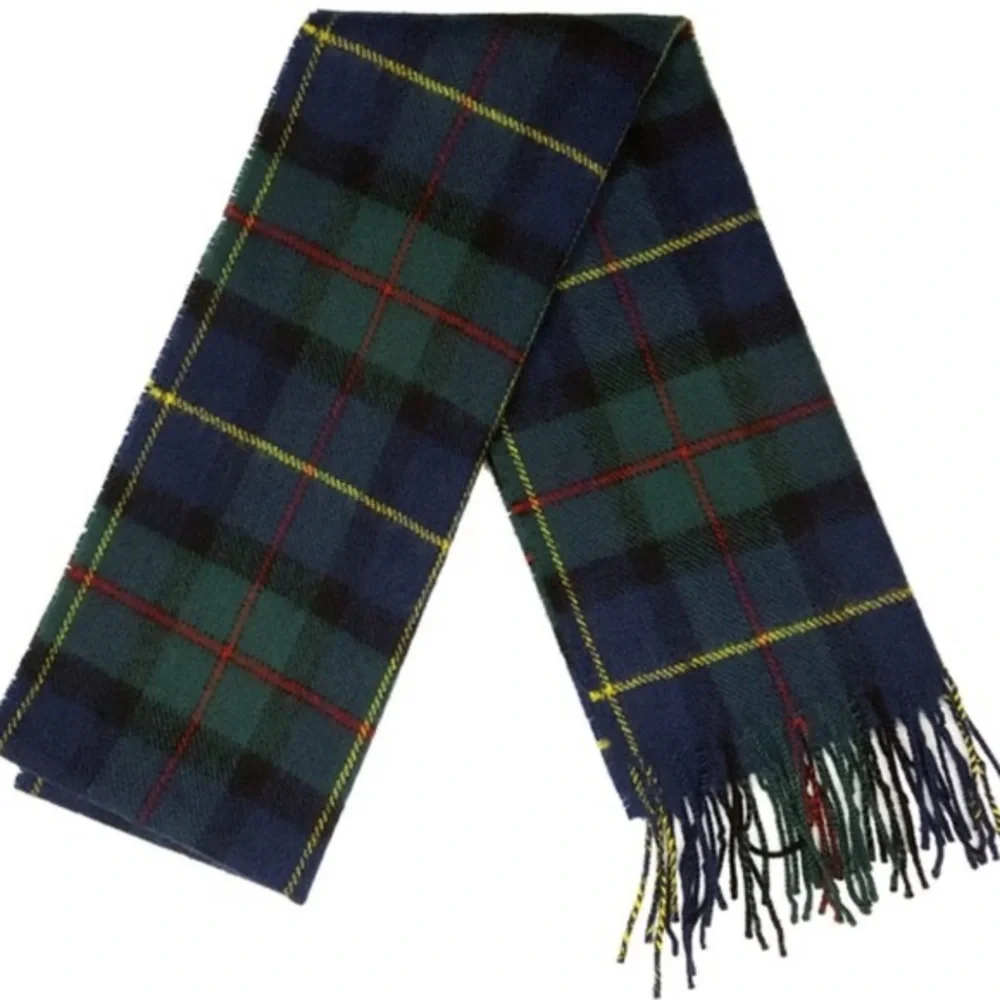Pendleton Tartan Wool Scarf - Navy, yellow, red and Forest Green